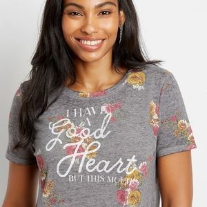 Maurices Gray Floral Graphic Tee